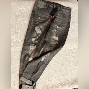 Risen Distressed Gray Jeans size 15